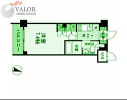 カスタリア武蔵小杉 1Kの間取図画像