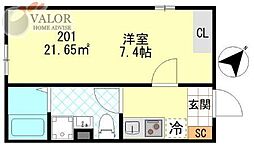 PUERTA東門前 1Kの間取図画像