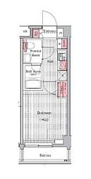プレール・ドゥーク元住吉 1Kの間取図画像