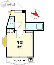 ハイネス鹿島田 1Kの間取図画像