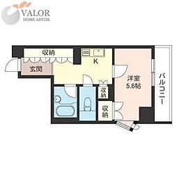 エスティメゾン川崎 1Kの間取図画像