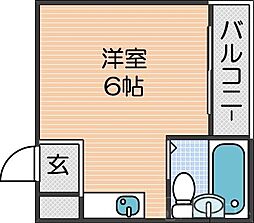 シャトー第2花園 ワンルームの間取図画像