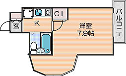 デ・リード住吉公園 1Kの間取図画像