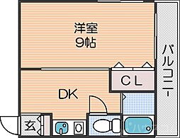 K2丸山通り 1DKの間取図画像