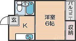 賀來マンション 1Kの間取図画像