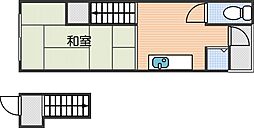 千本北アパート 1DKの間取図画像