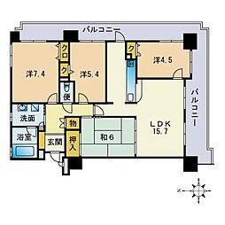 コスモ西公園 10階4LDKの間取り