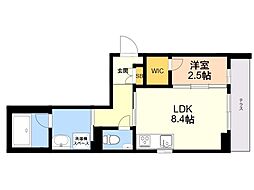 プロキオン大濠 1階1LDKの間取り