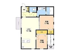 福岡市中央区鳥飼1丁目マンション 2LDKの間取図画像
