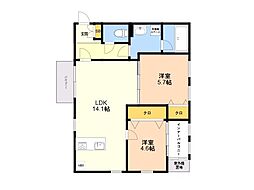 福岡市中央区鳥飼1丁目マンション 2SLDKの間取図画像