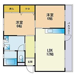 コンドミニアム桜樹 2LDKの間取図画像