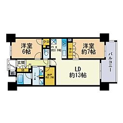 MJR六本松 2SLDKの間取図画像