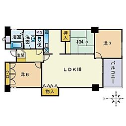 ベルメゾン唐人町 3LDKの間取図画像