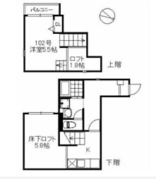 西新パークサイド 1Kの間取図画像