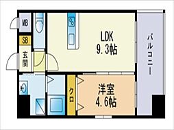 BUENAVISTAOHORIPARK 1LDKの間取図画像