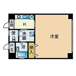 プレジール大濠公園 1Kの間取図画像
