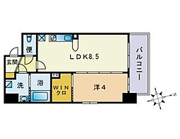 ダイアリー大濠公園 1LDKの間取図画像