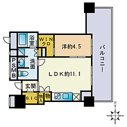 グランドメゾン大濠公園THETOWER 1LDKの間取図画像