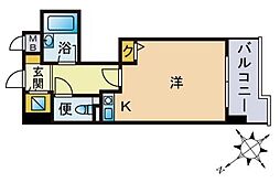 ライオンズマンション六本松第3 ワンルームの間取図画像