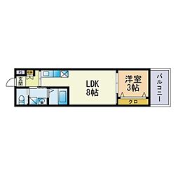 MODERNPALAZZO唐人町 1LDKの間取図画像