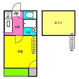 ブラッサムTJN 1Kの間取図画像