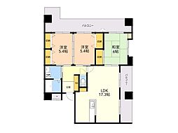 クラシオン地行 3LDKの間取図画像