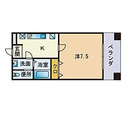 リード桜坂 1Kの間取図画像
