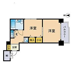 ハビタット11 1DKの間取図画像