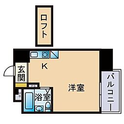 ロマネスク六本松第3 ワンルームの間取図画像