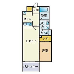 グランフォーレプライム西公園 1LDKの間取図画像