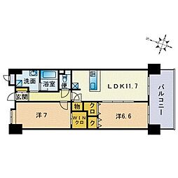 ヘスティア大濠 2LDKの間取図画像