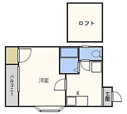 サンシティ大濠 1Kの間取図画像