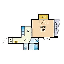 セルフィーユ今川 1Kの間取図画像