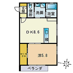 フローリア大濠 1DKの間取図画像