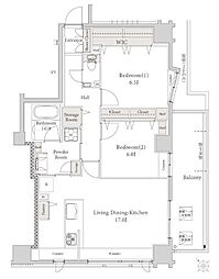 デュオフラッツ大濠西 2LDKの間取図画像