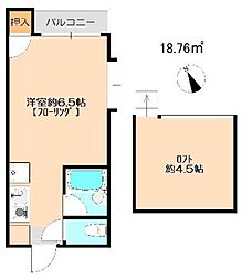 エミール西公園 1Kの間取図画像