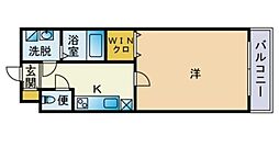 ローズモント・フレア六本松 1Kの間取図画像