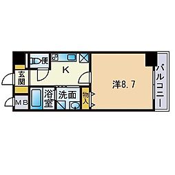 グランディール大濠 1Kの間取図画像