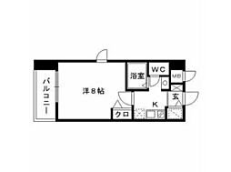 アンピール唐人町 1Kの間取図画像