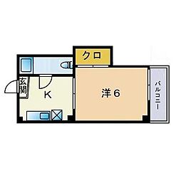 クレール桜坂 1Kの間取図画像