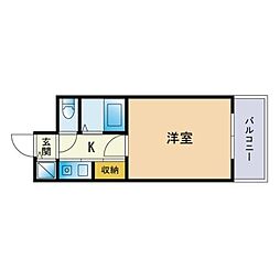 ピュアドームアーデンス大濠 1Kの間取図画像