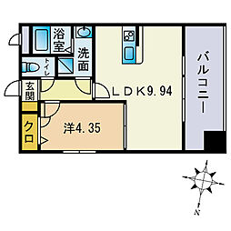 BUENAVISTAOHORIPARK 1LDKの間取図画像
