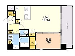 S-RESIDENCE大手門awesome 1LDKの間取図画像