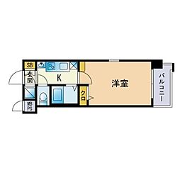 エンクレスト大手門2 1Kの間取図画像