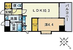 アーバンコート赤坂 1LDKの間取図画像