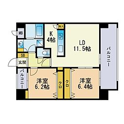 パークプレイス大手門 2LDKの間取図画像