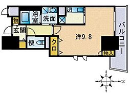 アルフォート天神 1Kの間取図画像