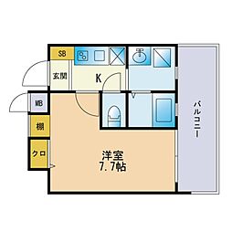 レジデンシャルヒルズ呉服 1Kの間取図画像