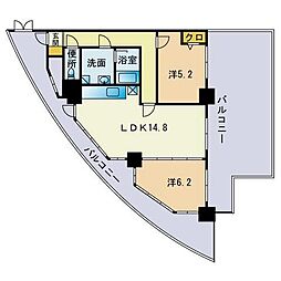 クレセントビル 2LDKの間取図画像