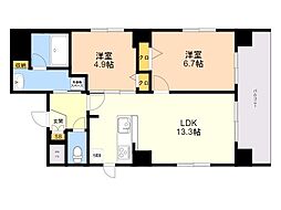 ロータス大濠パークサイド 2LDKの間取図画像